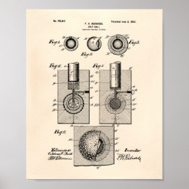 Golf Ball 1902 Patent Art - Old Peper Poster