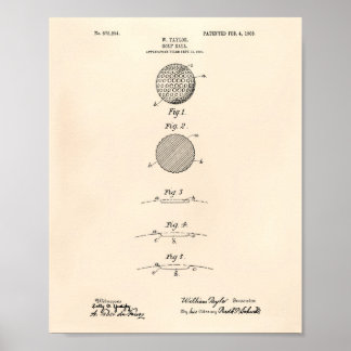 Golf Ball 1908 Patent Art - Old Peper Poster