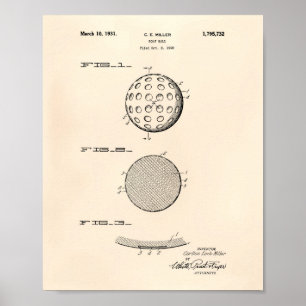 Golf Ball 1931 Patent Art Old Peper Poster