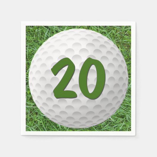Golf Ball 20th Birthday Napkins Servet (Voorkant)