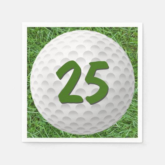 Golf Ball 25th Birthday Napkins Servet (Voorkant)