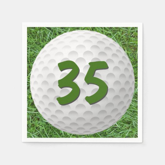 Golf Ball 35th Birthday Napkins Servet (Voorkant)
