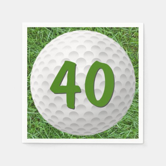 Golf Ball 40th Birthday Napkins Servet (Voorkant)