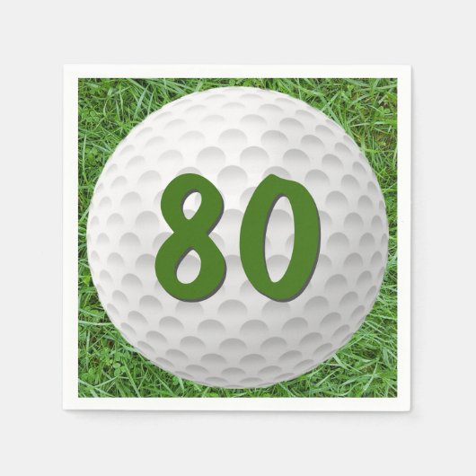 Golf Ball 80th Birthday Napkins Servet (Voorkant)