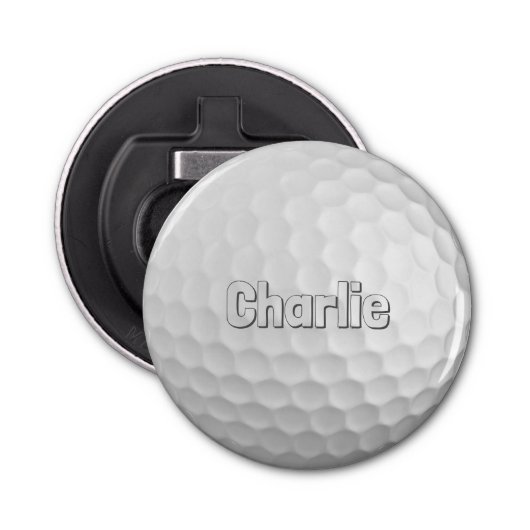 Golf Ball aangepaste naam Button Flesopener (Voorkant)