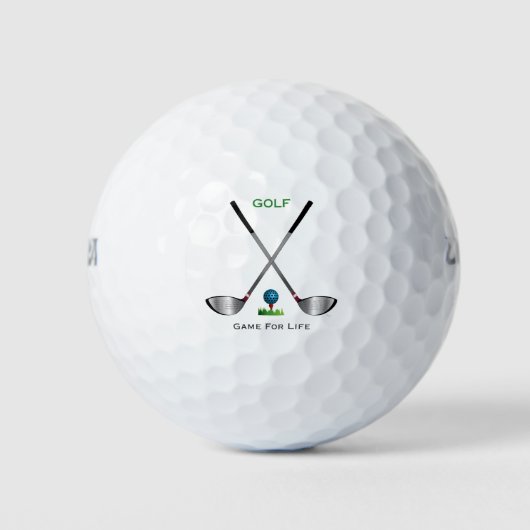 Golf Ball and Clubs, Golfer, Golf Quote, Cool Golfballen (Voorkant)