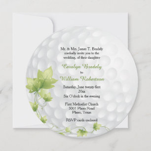 Golf Ball and Vines Wedding Invitation Kaart