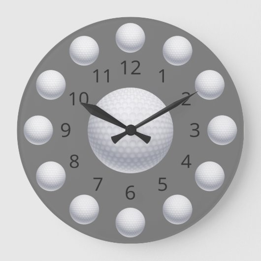 Golf Ball Atom Clock met cijfers Grote Klok (Voorkant)