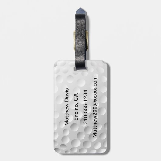 Golf Ball Bagagelabel (Achterkant verticaal)