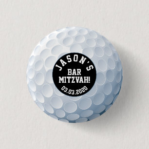 Golf Ball Bar Mitzvah Button Black White