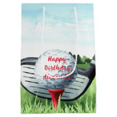 Golf Ball Birthday Small Gift Bag Medium Cadeauzakje (Achterkant)