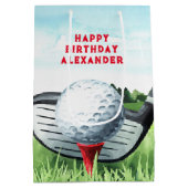 Golf Ball Birthday Small Gift Bag Medium Cadeauzakje (Achterkant)