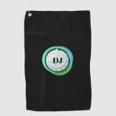 Golf Ball Black Green Initialen Golfhanddoek (Voorkant)
