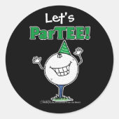 Golf Ball Character ParTEE! Ronde Sticker (Voorkant)