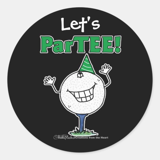 Golf Ball Character ParTEE! Ronde Sticker (Voorkant)