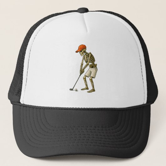 Golf Ball Costume - Pumpkin Skull Golf Playe Hat Trucker Pet (Voorkant)
