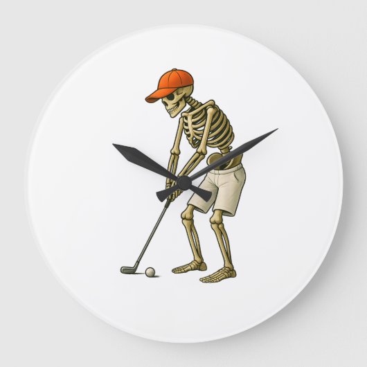 Golf Ball Costume - Pumpkin Skull Golf PWall Clock Grote Klok (Voorkant)