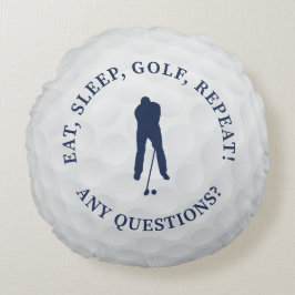 Golf Ball Custom Male Golfer Silhouette Cute Blue Rond Kussen