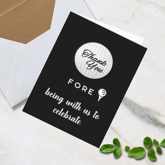 Golf Ball Dank je voor! Zwart Wit Aangepast Bedankkaart