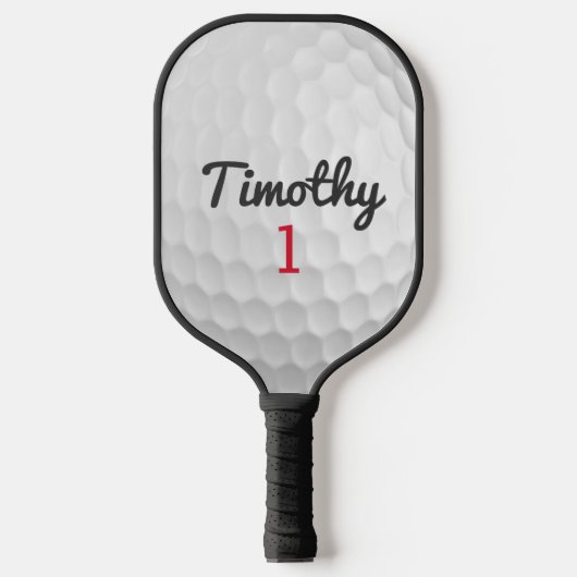 Golf Ball Dimples en Black Name Red Number Pickleball Paddle (Voorkant)