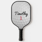 Golf Ball Dimples en Black Name Red Number Pickleball Paddle (Achterkant)