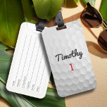 Golf Ball Dimples met zwarte naam rood nummer Bagagelabel<br><div class="desc">Een sportief en mannelijk patroon voor de jongens en jongens in je familie. Dit sportontwerp is perfect voor elke atleet. Het ziet eruit als een foto van een golfbal. U kunt dit gebruiken als een Happy Birthday gunst en het aantal jaren omvatten oud in het aantalgebied.</div>