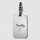 Golf Ball Dimples met zwarte naam rood nummer Bagagelabel (Voorkant (verticaal))