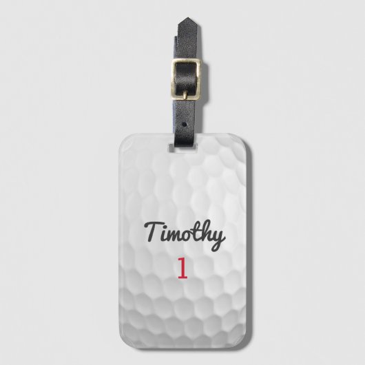 Golf Ball Dimples met zwarte naam rood nummer Bagagelabel (Voorkant (verticaal))