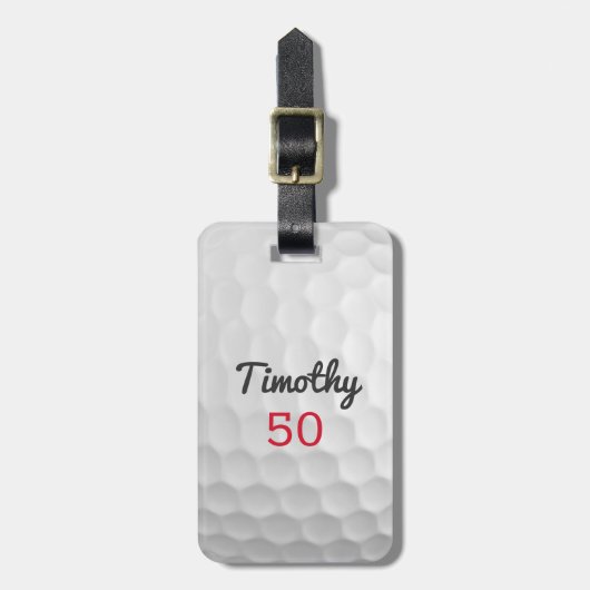 Golf Ball Dimples met zwarte naam rood nummer Bagagelabel (Voorkant verticaal)