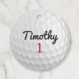 Golf Ball Dimples met zwarte naam rood nummer Bedankjes Labels