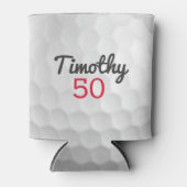 Golf Ball Dimples met zwarte naam rood nummer Blikjeskoeler (Voorkant)