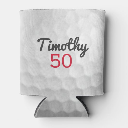 Golf Ball Dimples met zwarte naam rood nummer Blikjeskoeler (Voorkant)