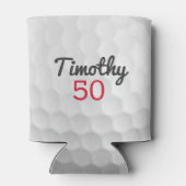 Golf Ball Dimples met zwarte naam rood nummer Blikjeskoeler (Achterkant)