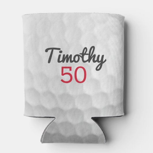 Golf Ball Dimples met zwarte naam rood nummer Blikjeskoeler (Achterkant)