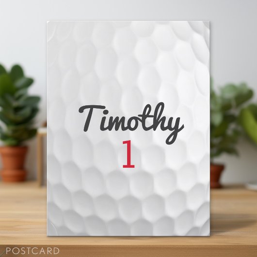 Golf Ball Dimples met zwarte naam rood nummer Briefkaart