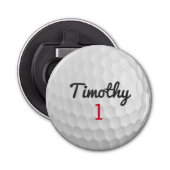 Golf Ball Dimples met zwarte naam rood nummer Button Flesopener (Voorkant)