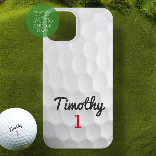 Golf Ball Dimples met zwarte naam rood nummer iPhone 16 Pro Hoesje