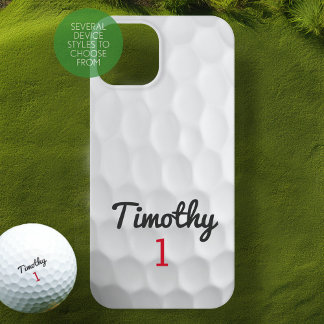 Golf Ball Dimples met zwarte naam rood nummer iPhone 16 Pro Hoesje