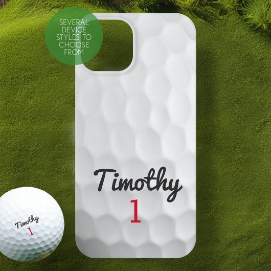 Golf Ball Dimples met zwarte naam rood nummer Case-Mate iPhone Case