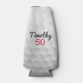 Golf Ball Dimples met zwarte naam rood nummer Flesjeskoeler (Voorkant)