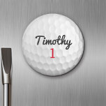 Golf Ball Dimples met zwarte naam rood nummer Magneet<br><div class="desc">Een sportief en mannelijk patroon voor de jongens en jongens in je familie. Dit sportontwerp is perfect voor elke atleet. Het ziet eruit als een foto van een gouden bal. U kunt dit gebruiken als een Happy Birthday gunst en het aantal jaren omvatten oud in het aantalgebied.</div>