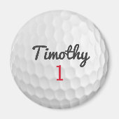 Golf Ball Dimples met zwarte naam rood nummer Magneet (Voorkant)