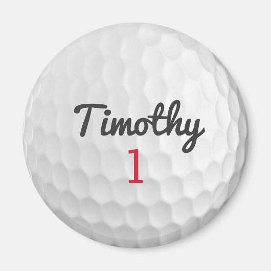 Golf Ball Dimples met zwarte naam rood nummer Magneet (Voorkant)