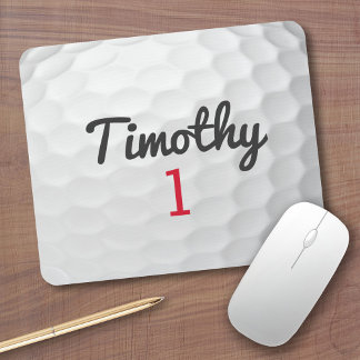 Golf Ball Dimples met zwarte naam rood nummer Muismat