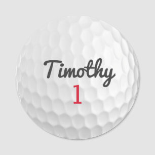 Golf Ball Dimples met zwarte naam rood nummer Naamplaatje