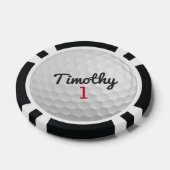Golf Ball Dimples met zwarte naam rood nummer Poker Chips (Enkel)