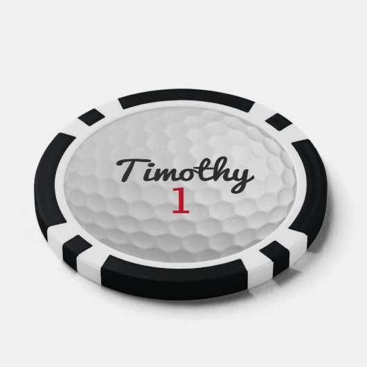 Golf Ball Dimples met zwarte naam rood nummer Poker Chips (Enkel)