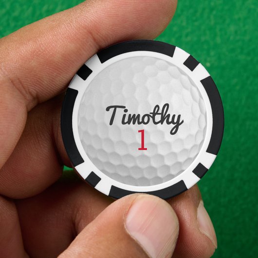 Golf Ball Dimples met zwarte naam rood nummer Poker Chips