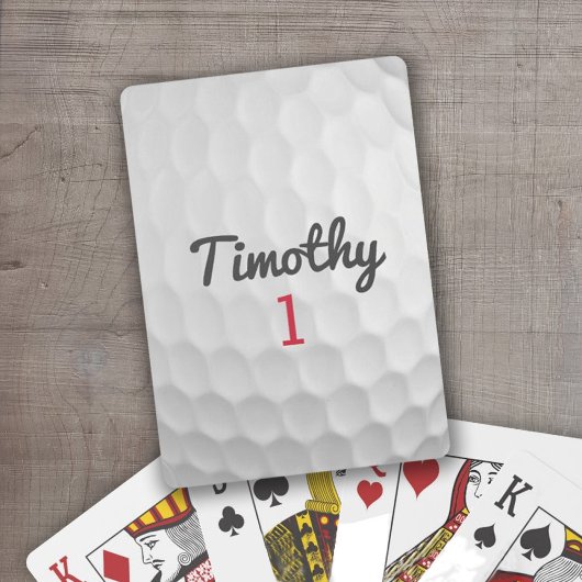 Golf Ball Dimples met zwarte naam rood nummer Pokerkaarten