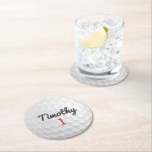 Golf Ball Dimples met zwarte naam rood nummer Ronde Kartonnen Onderzetter (Insitu)